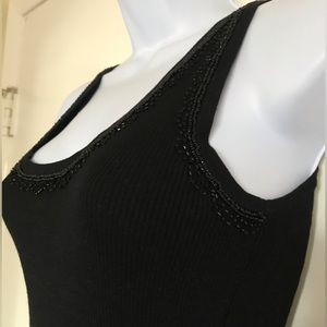 Vintage ESSENDI 90s size S sleeveless women black top 55% silk 45 % COTTON
